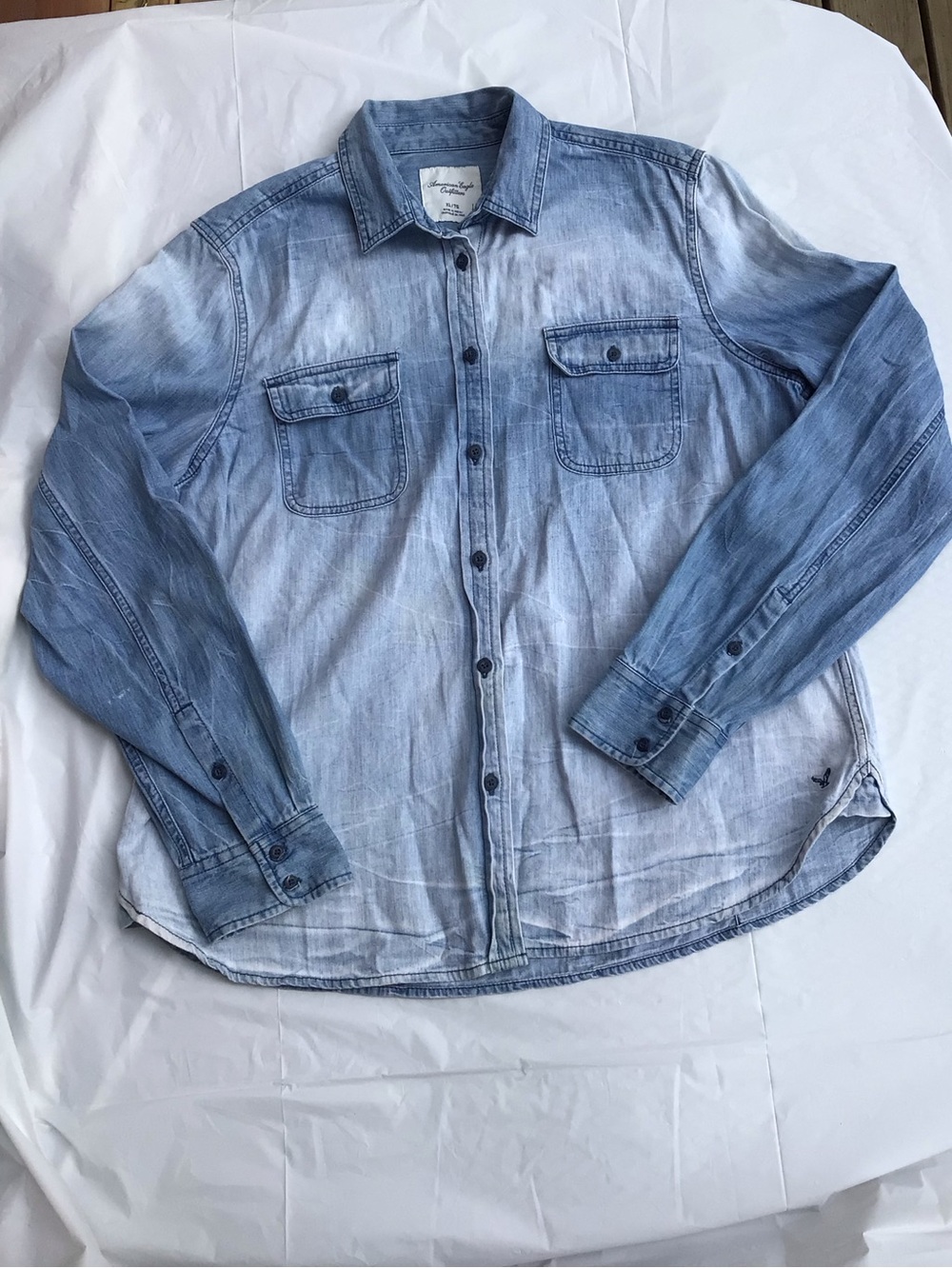 American Eagle Outfitters Faded Blue Denim Shirt